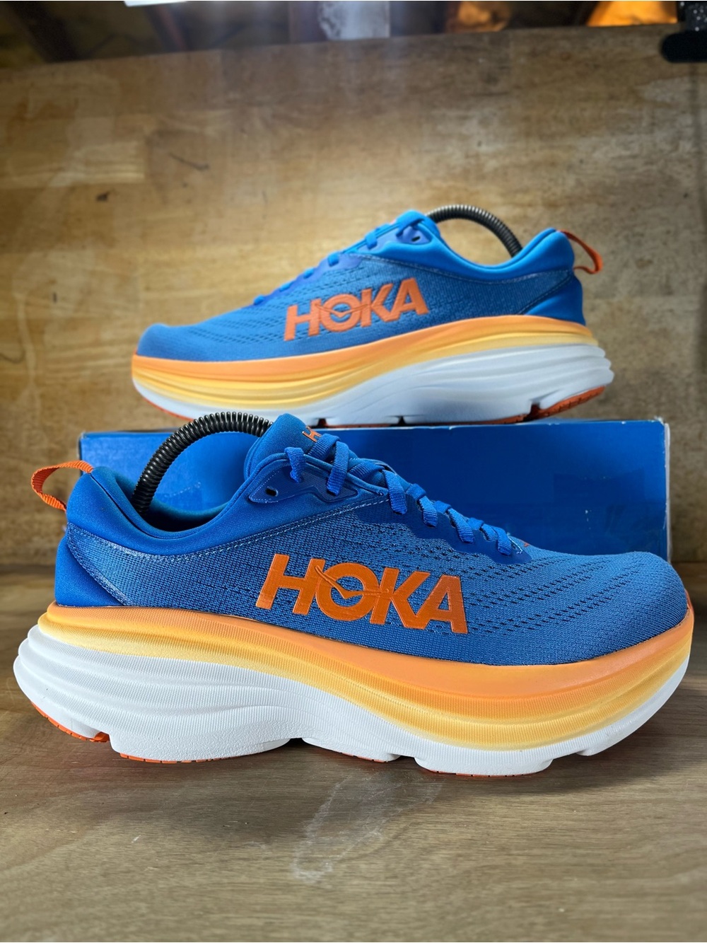 NEW Hoka One One Bondi 8 REFLECTIVE Mens Size 9.5 Running Shoes Sneakers Blue